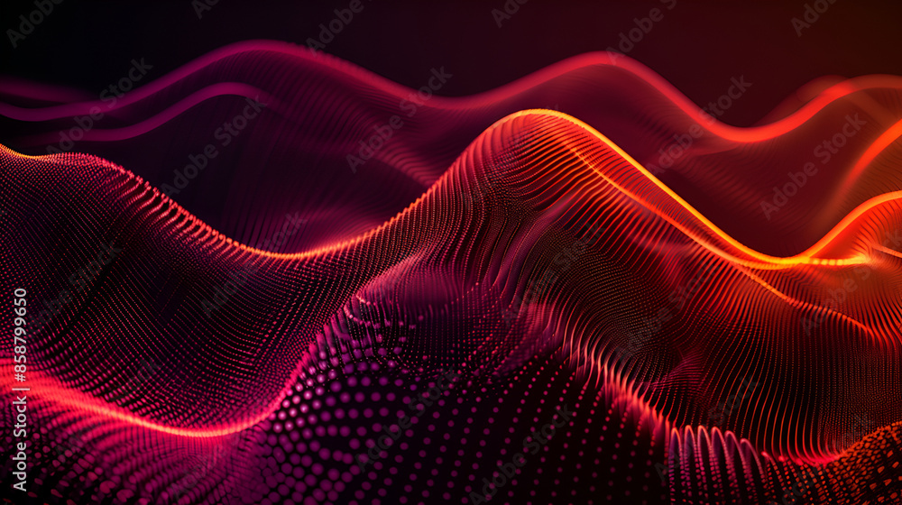 Aufkleber digital wave. moving particle effect, neon color. modern futuristic graphic design, glowing curve tr