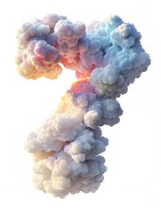 Soft and Colorful 3D Rendered Fluffy Clouds Shaped Like the Number 7