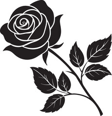 Rose silhouette illustration black and white