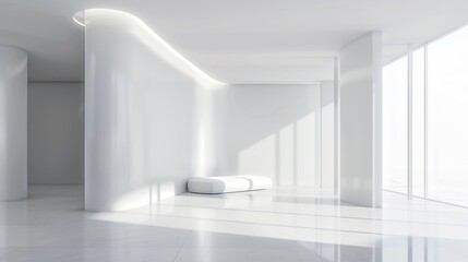 Fototapeta premium Clean white space with a large empty area and a smooth background.