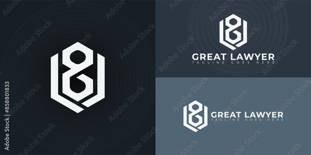 Aufkleber abstract initial hexagon letters gl or lg logo in white color isolated on multiple background colors