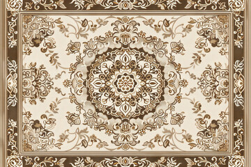  Beige color of Rug Vector plot with intricate floral patterns