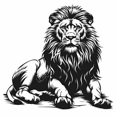 Obraz premium A black and white drawing of a lion
