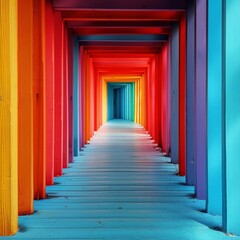 Fototapeta premium 30 prompts exploring lines leading the way. Blue, red, green. Style raw, stylize 250.