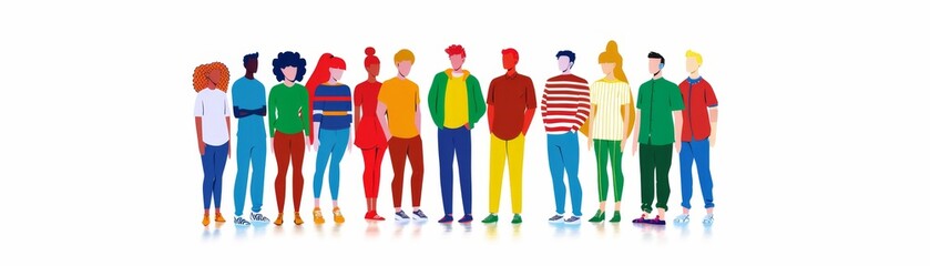 Obraz premium Unity in Diversity - Diverse Group of People Collaborating Together Flat Illustration