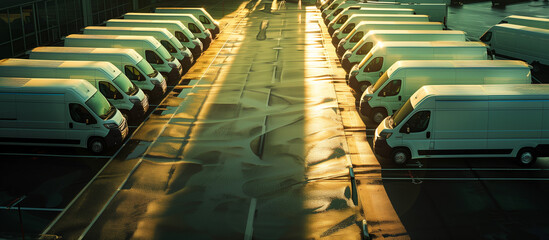 row of white delivery vans