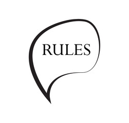 RULES sign on white background