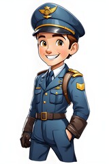 Fototapeta premium cartoon pilot on white background