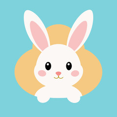 Peeking Cute Easter Bunny Rabbit Frame Vector Illustration  
