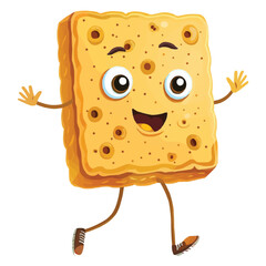 Obraz premium vector Biscuit cartoon character with arms and legs on white background