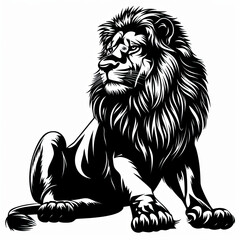 Obraz premium A black and white drawing of a lion