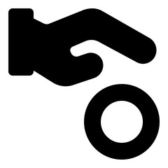 Hand with coin icon for financial transactions and charity