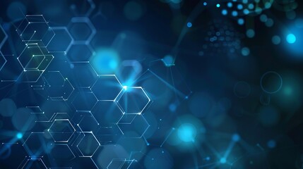 Abstract technology or medical background featuring hexagon shapes, symbolizing innovation in healthcare, medicine, science, and research