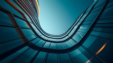 Striking Futuristic Skyscraper with Curved Glass Windows and Geometric Architecture