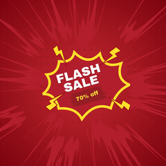 flash sale 70% off in red background, Flash Sale Text with 70% Discount Offer on red Background for Advertising Poster Design. 