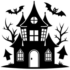  Halloween house silhouette vector illustration 