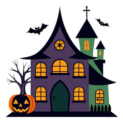  Halloween house simple clipart vector illustration 