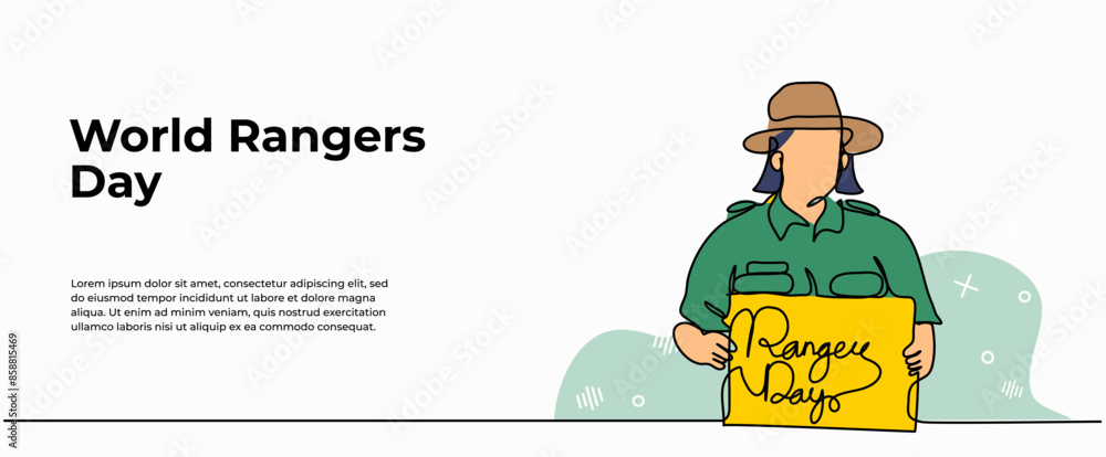Poster vector illustration of day ranger.modern flat in continuous line style.