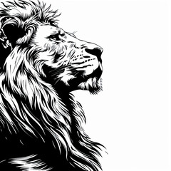 Obraz premium A black and white drawing of a lion