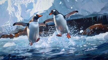 Fototapeta premium Eselspinguin (Antarktis) - Gentoo Penguin (Antarctica). 