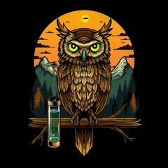 Obraz premium Illustration of an owl for a shirt design 