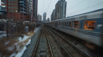 Naklejka premium Breathing in the fresh air as the train chugs along leaving behind the hustle and bustle of the city.