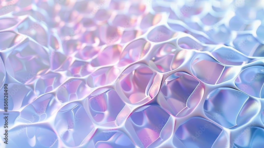 Poster a delicate and intricate mesh of hexagons in pastel colors gives a soft and ethereal feel to this ab