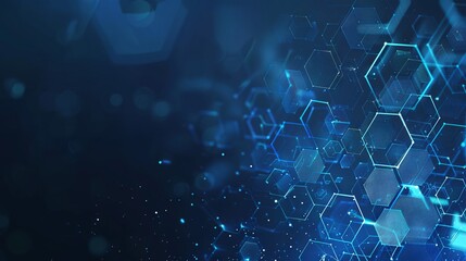 Obraz premium Abstract blue geometric shape technology background featuring modern digital design elements for innovative visuals