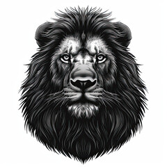 A black and white drawing of a lion
