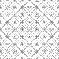 Floral geometric seamless vector pattern, linear ornament on transparent background.