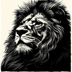 Obraz premium A black and white drawing of a lion