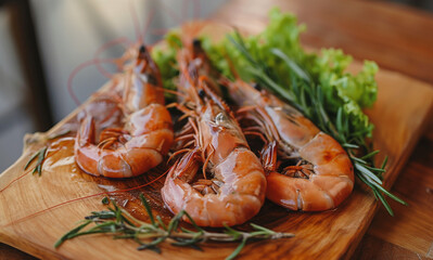 Tasty big Langoustine seafood over the board