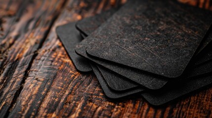 Craft background featuring rounded corner black business cards