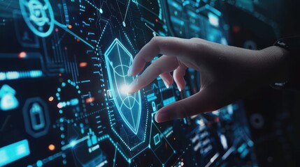 Obraz premium Cybersecurity Protection Concept - Digital Shield