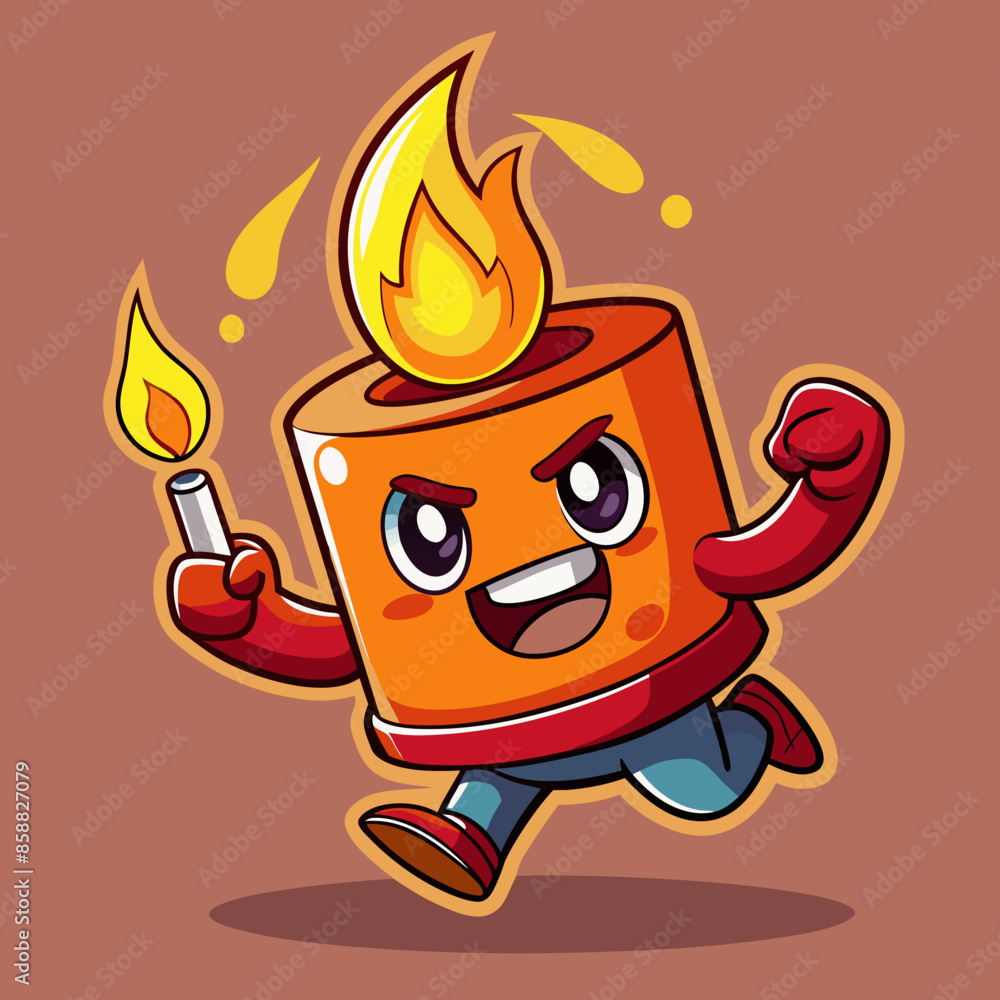 Sticker illustration of a burning match