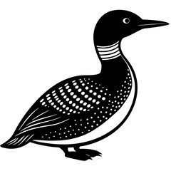 Arctic Loon bird stands icon vector silhouette