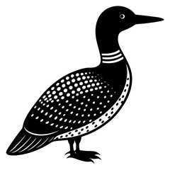 Arctic Loon bird stands icon vector silhouette