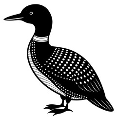 Arctic Loon bird stands icon vector silhouette