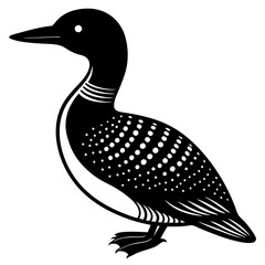Arctic Loon bird stands icon vector silhouette