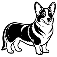corgi dog, clear and smooth lines, neat minimalist shading, 