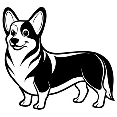 corgi dog, clear and smooth lines, neat minimalist shading, 