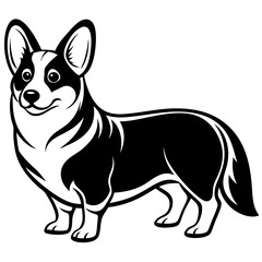 corgi dog, clear and smooth lines, neat minimalist shading, 