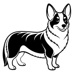 corgi dog, clear and smooth lines, neat minimalist shading, 