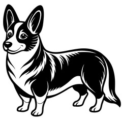 corgi dog, clear and smooth lines, neat minimalist shading, 