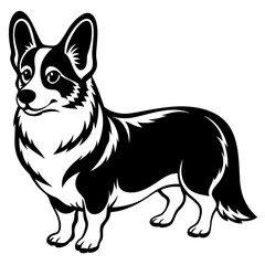 corgi dog, clear and smooth lines, neat minimalist shading, 