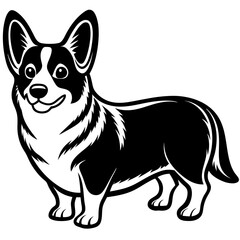corgi dog, clear and smooth lines, neat minimalist shading, 