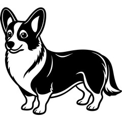corgi dog, clear and smooth lines, neat minimalist shading, 