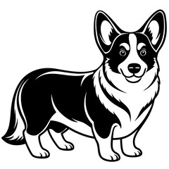 corgi dog, clear and smooth lines, neat minimalist shading, 