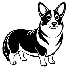 corgi dog, clear and smooth lines, neat minimalist shading, 