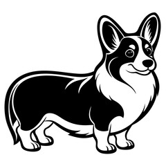 corgi dog, clear and smooth lines, neat minimalist shading, 